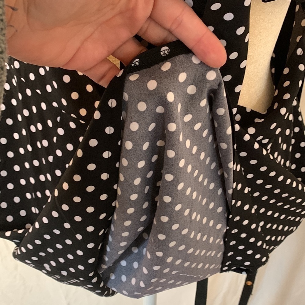 PrettyLittleThing Black White Polka Dot Dress Waist Cut Out Size 10 - Picture 12 of 16